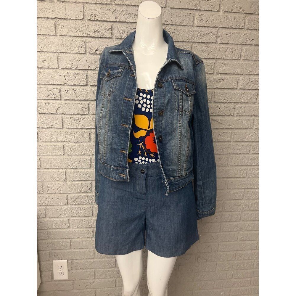 Stylus Women Long Sleeve Cropped Denim Jacket Size M